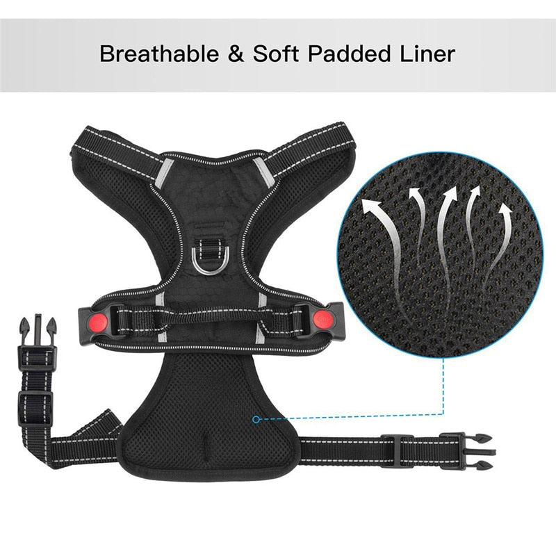 Durable anti pull reflective dog harness