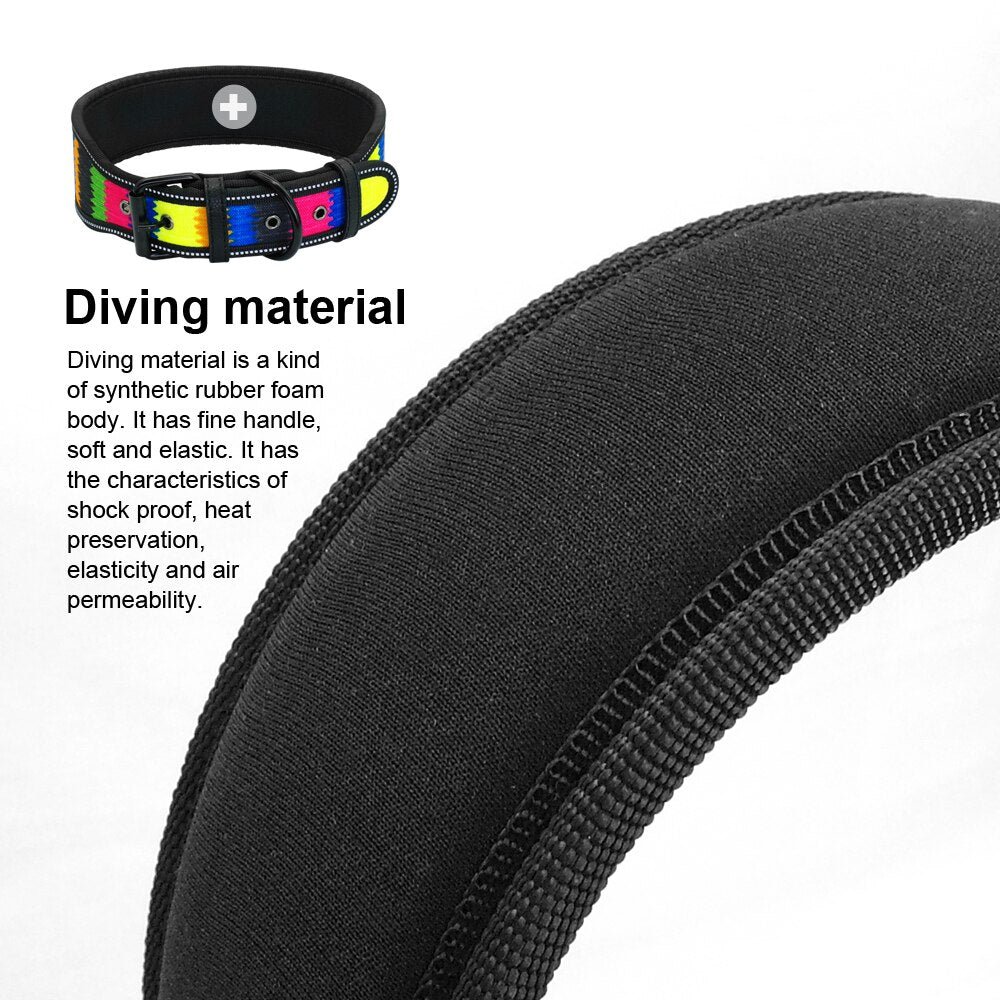 Reflective Wide Nylon Dog Collar Adjustable