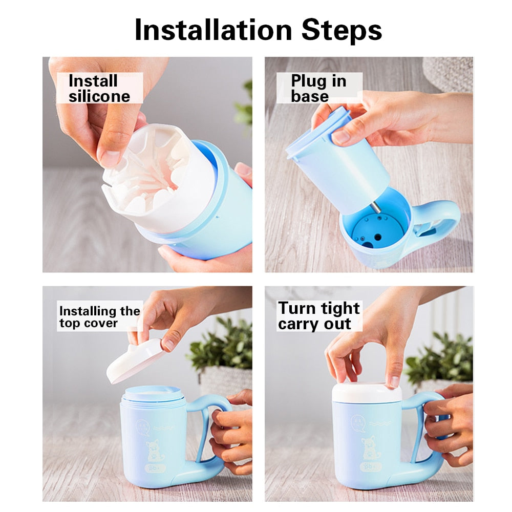 Mechanical portable paw cleaner