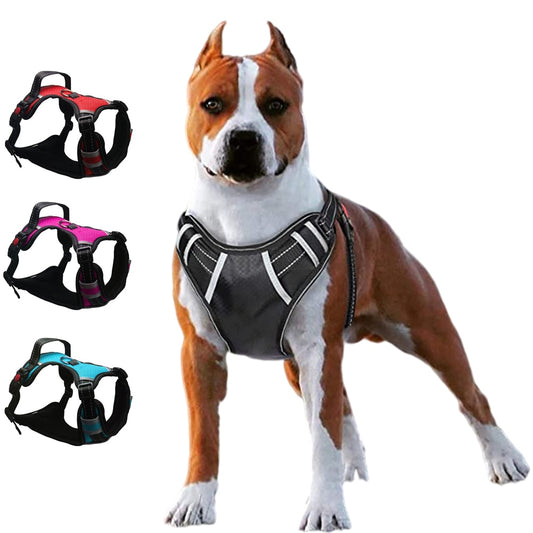 Durable anti pull reflective dog harness