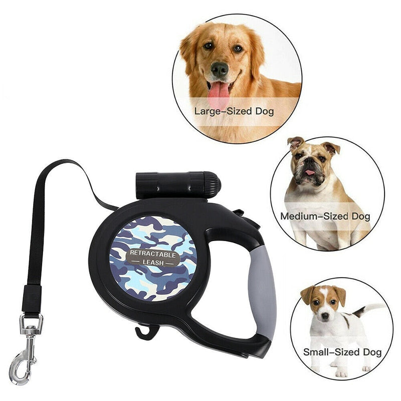 5M 8M Durable Dog Leash Automatic Retractable Dog Leash With LED Flashlight.