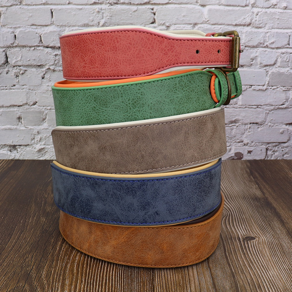Wide Leather Dog Collar Padded