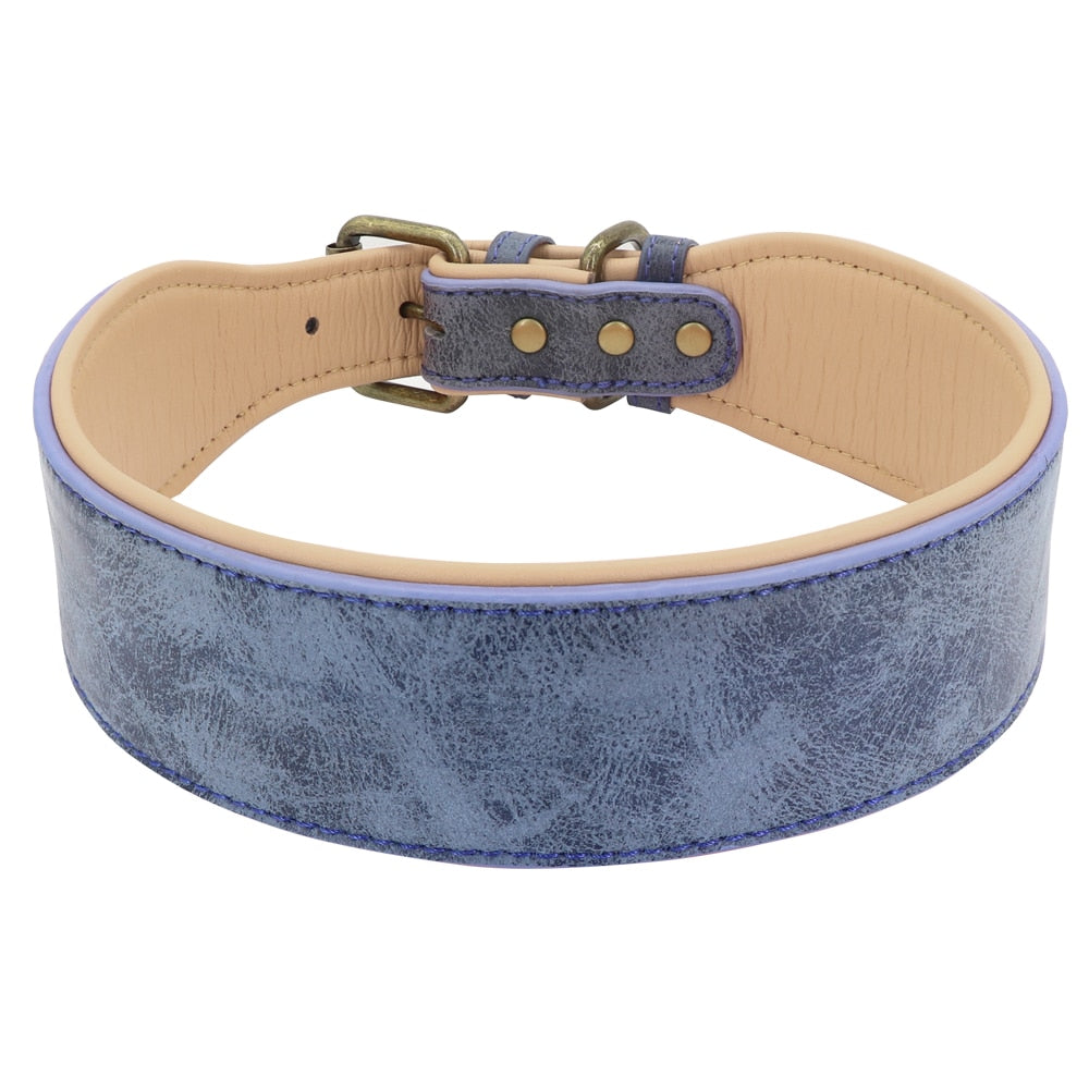 Wide Leather Dog Collar Padded