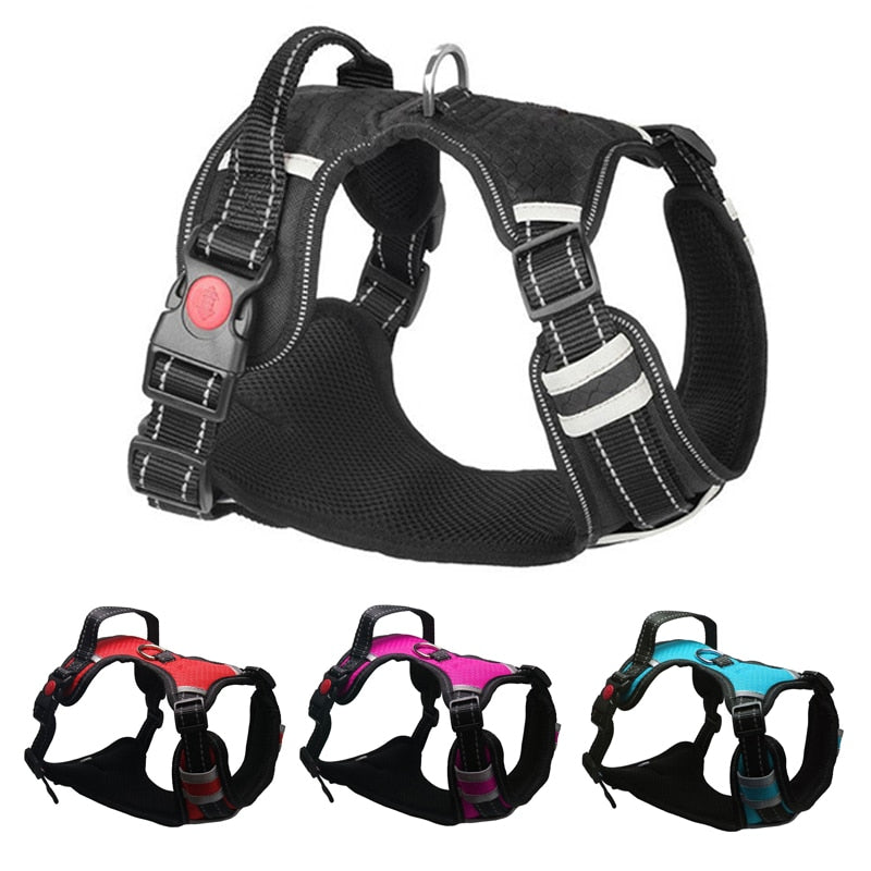 Durable anti pull reflective dog harness