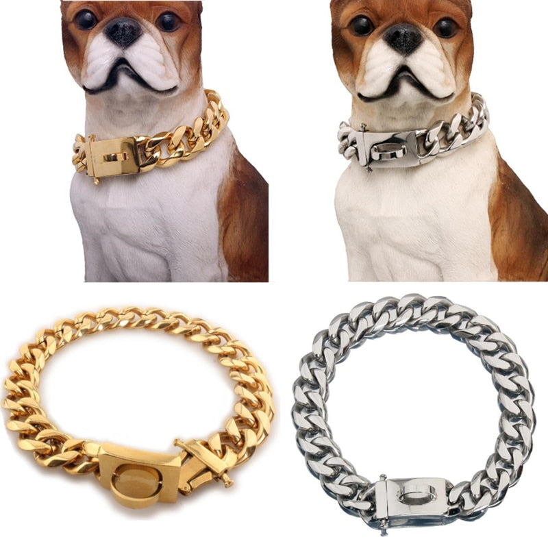 Strong STAINLESS STEEL Dog Chain Collars Stainless Steel Pet Training Choke Collar