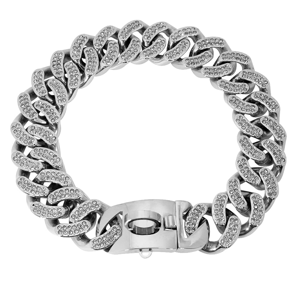 Metal Rhinestone Dog Collar Stainless Steel Chain gold or silver