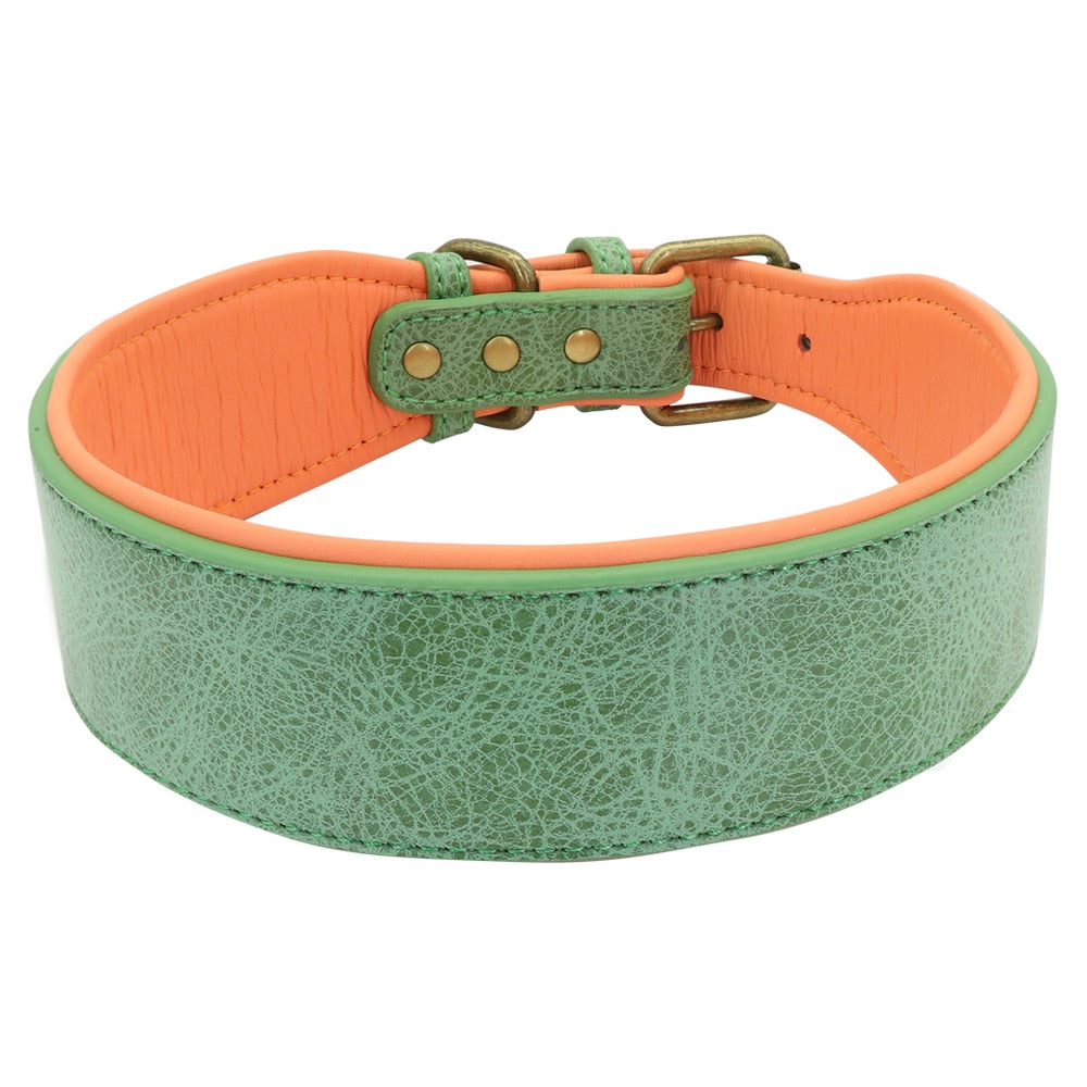 Wide Leather Dog Collar Padded