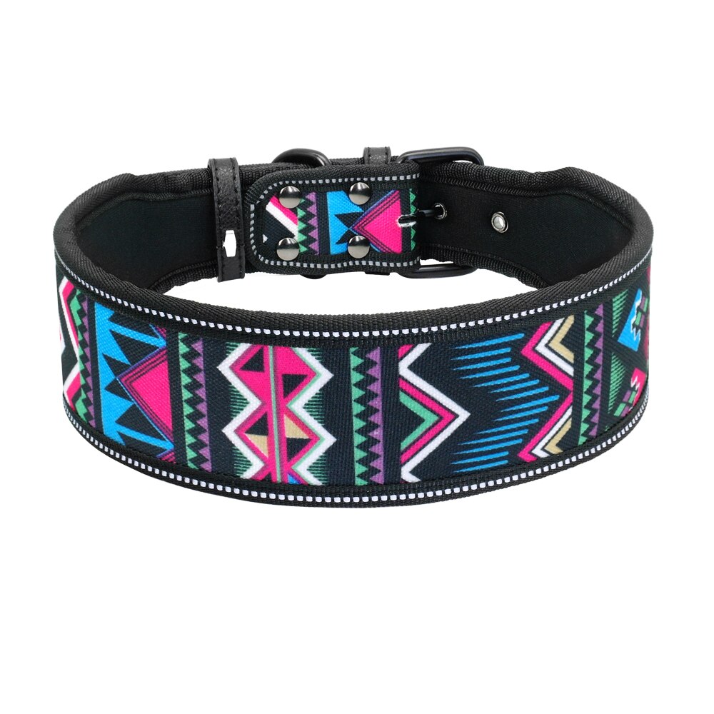 Reflective Wide Nylon Dog Collar Adjustable