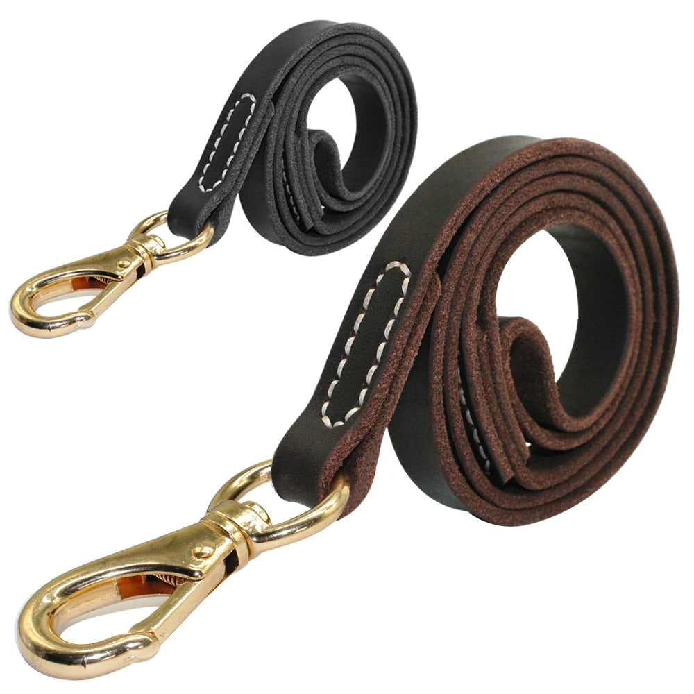 Genuine Leather Dog Leash 110cm Length Width 1.6 / 2.0cm