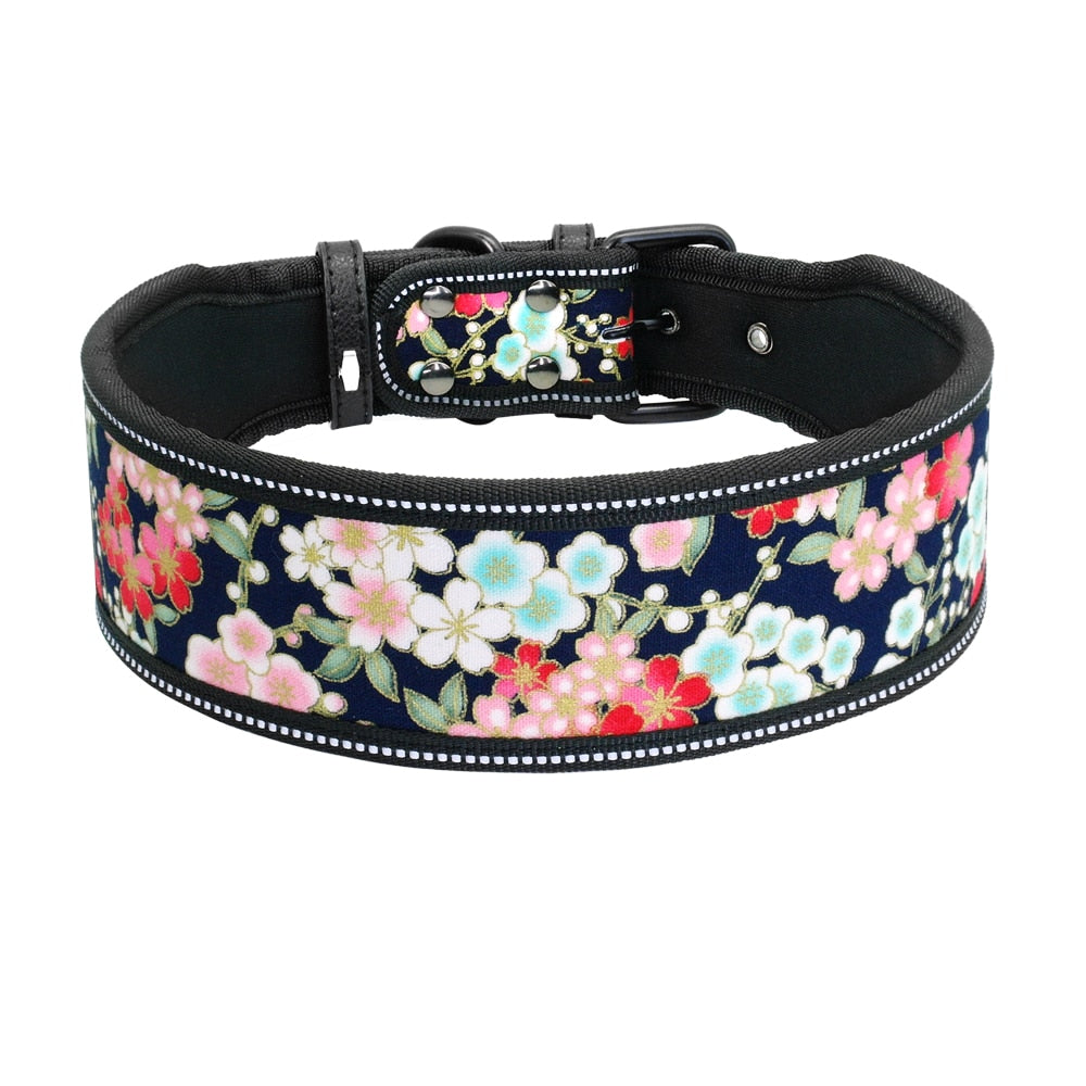 Reflective Wide Nylon Dog Collar Adjustable
