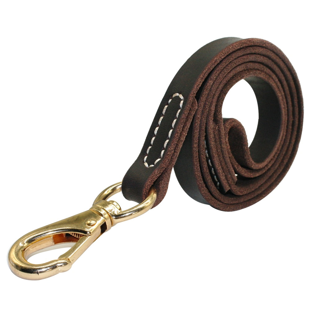 Genuine Leather Dog Leash 110cm Length Width 1.6 / 2.0cm