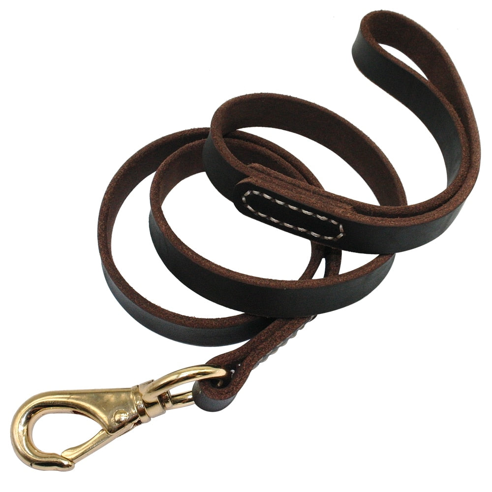 Genuine Leather Dog Leash 110cm Length Width 1.6 / 2.0cm