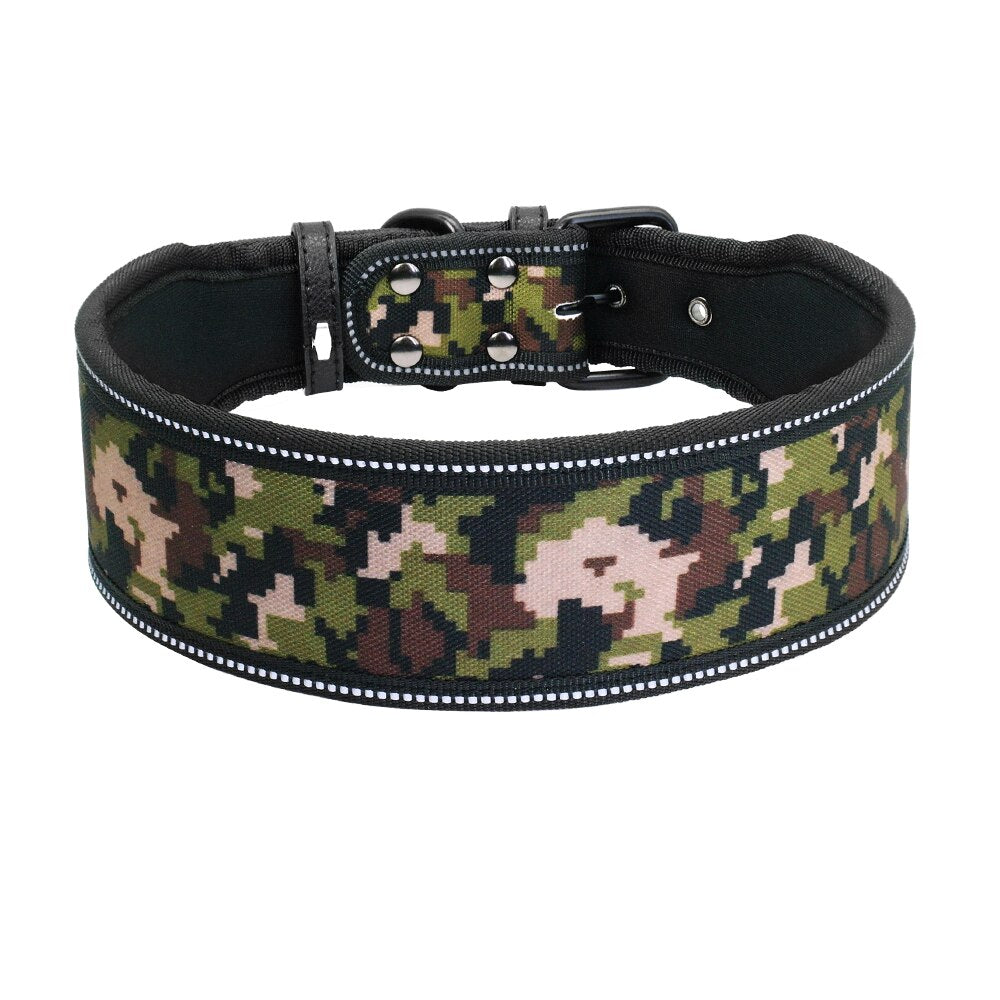 Reflective Wide Nylon Dog Collar Adjustable
