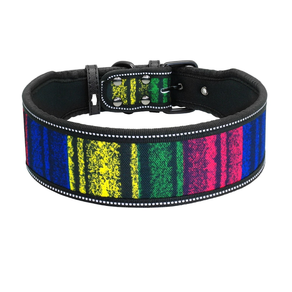 Reflective Wide Nylon Dog Collar Adjustable