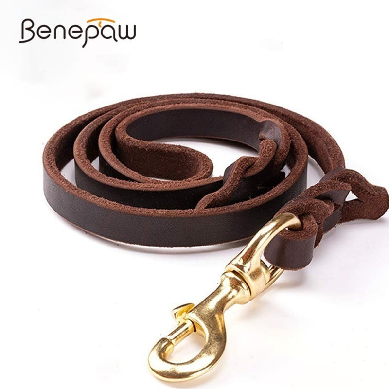 Benepaw High-end Cowhide Leather Leash Dog Handmade Durable Pet Leash