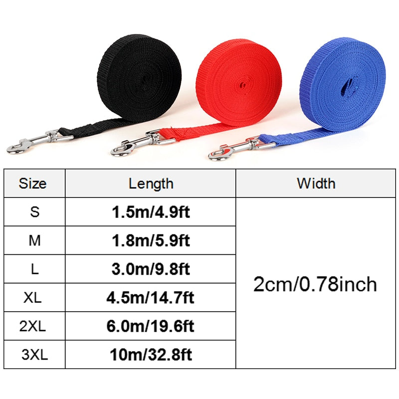 Nylon Training Dog Leashes 3 Colors 1.5M 1.8M 3M 4.5M 6M 10M.