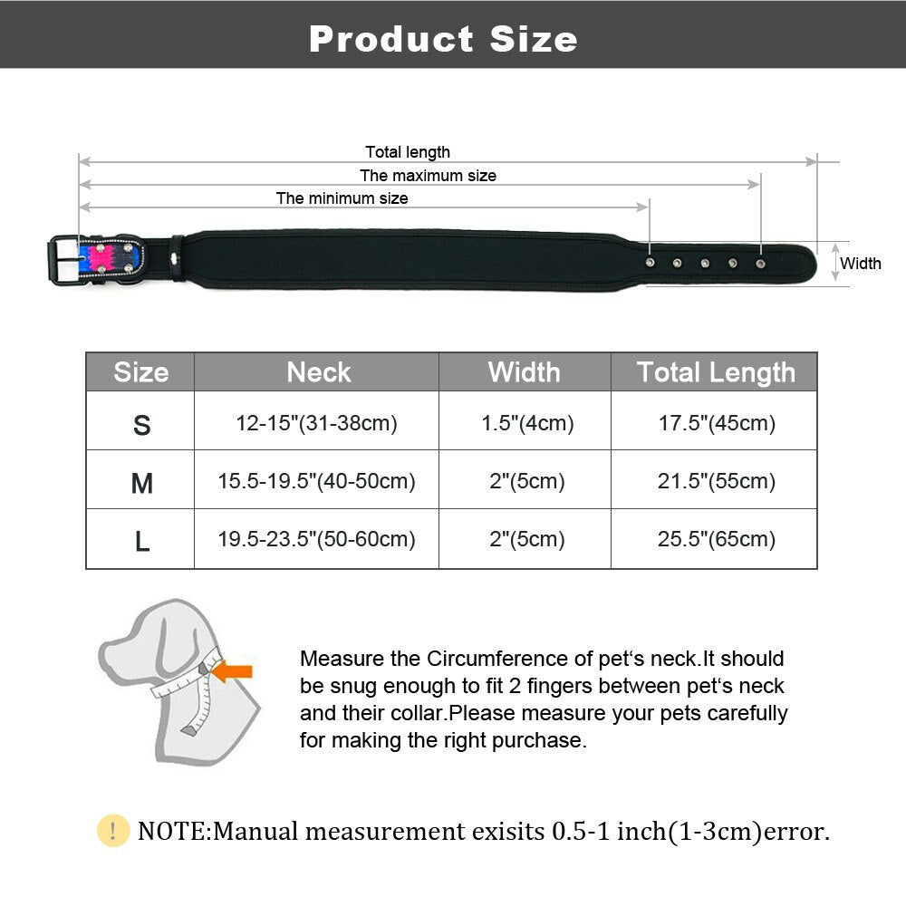 Reflective Wide Nylon Dog Collar Adjustable