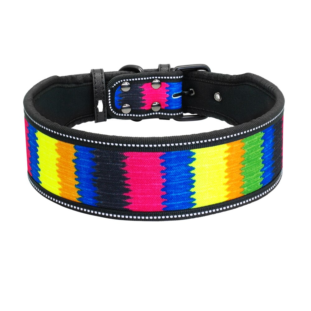 Reflective Wide Nylon Dog Collar Adjustable