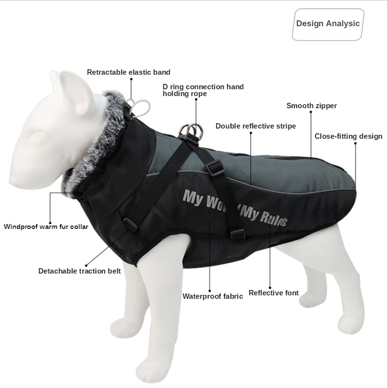 Premium reflective waterproof dog coat