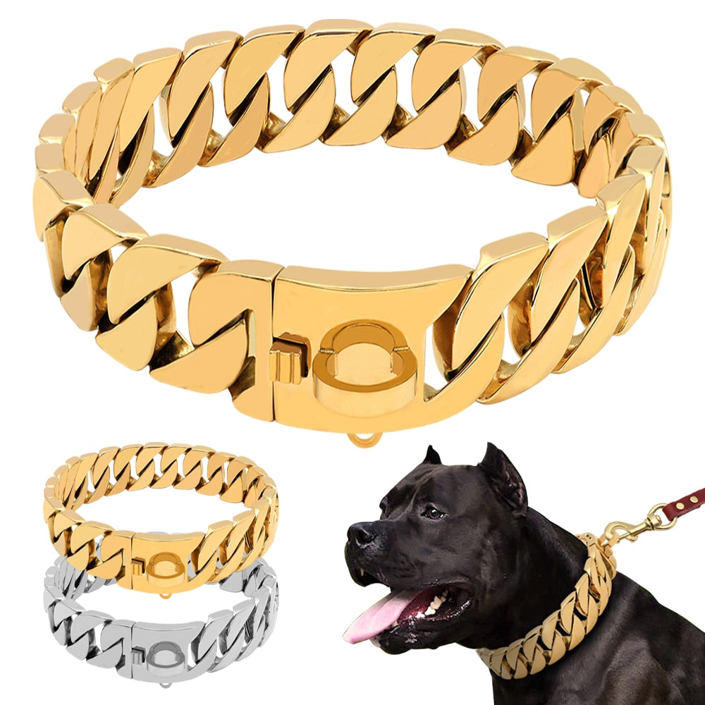 Strong STAINLESS STEEL Dog Chain Collars Stainless Steel Pet Training Choke Collar