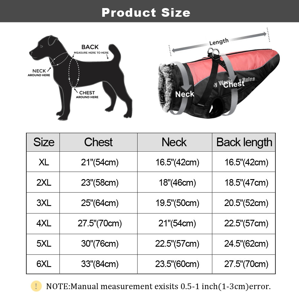 Thick Reflective Winter Dog Coat With Harness And Fur Collar