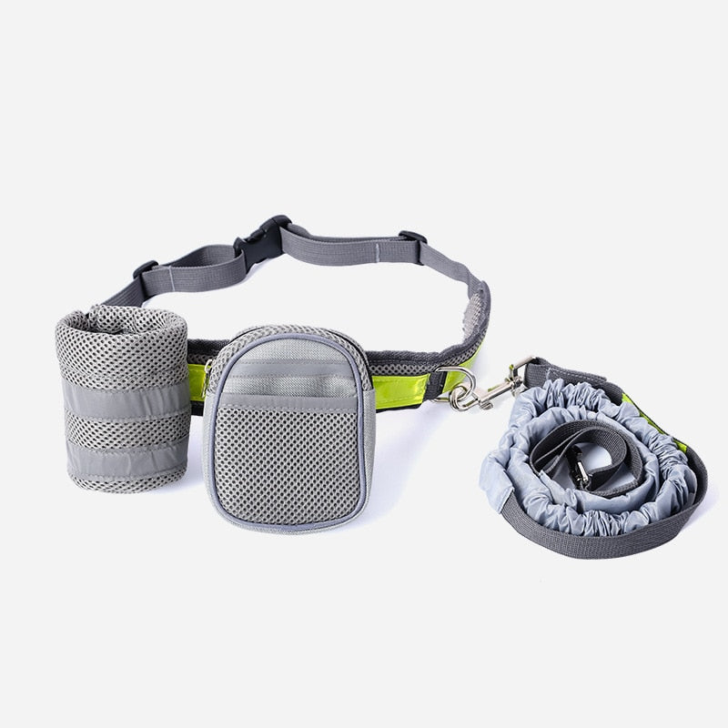 Benepaw Reflective Handsfree Dog Leash With Two Storage Bags Adjustable Waist Elastic Pet Running Leash For Medium Big Dogs