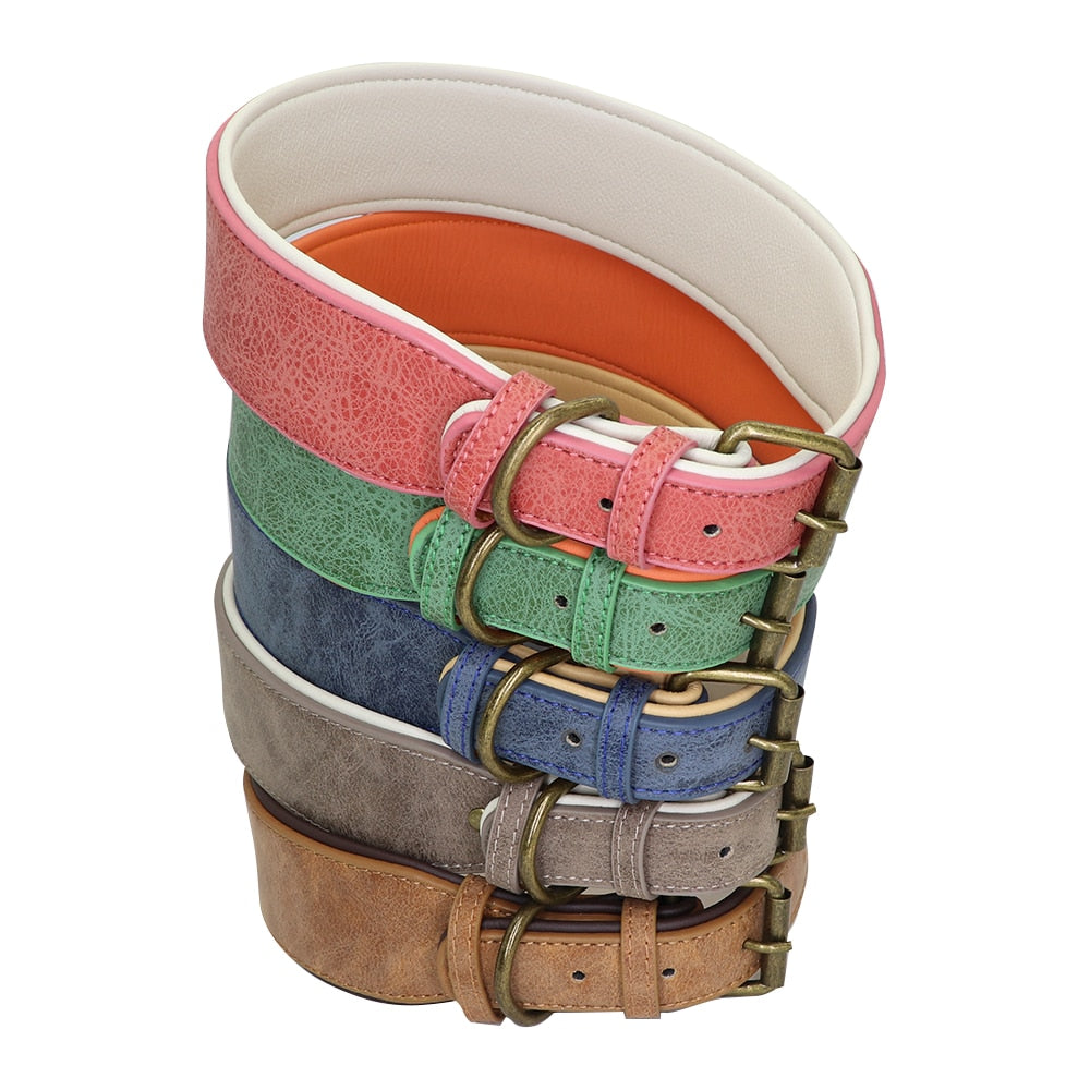 Wide Leather Dog Collar Padded