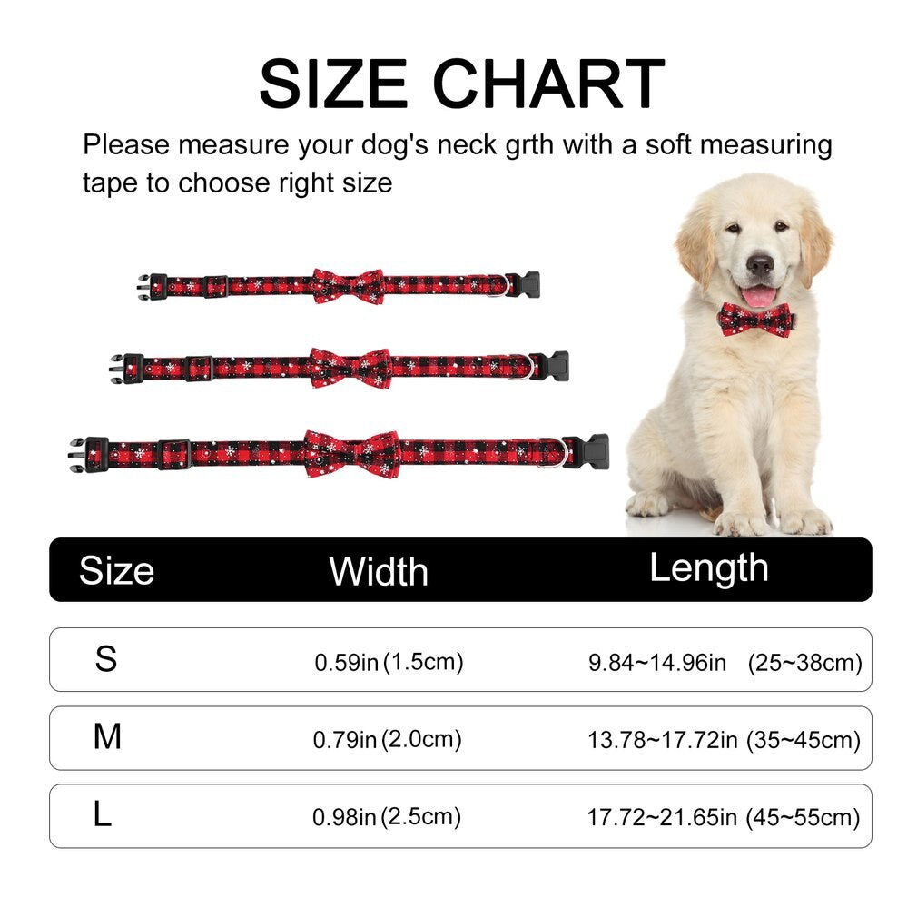 Christmas Dog Bowtie Adjustable Leather Strap For Small to Large Dogs