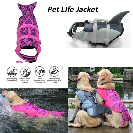 Dog Life Jacket Vest mermaid or shark