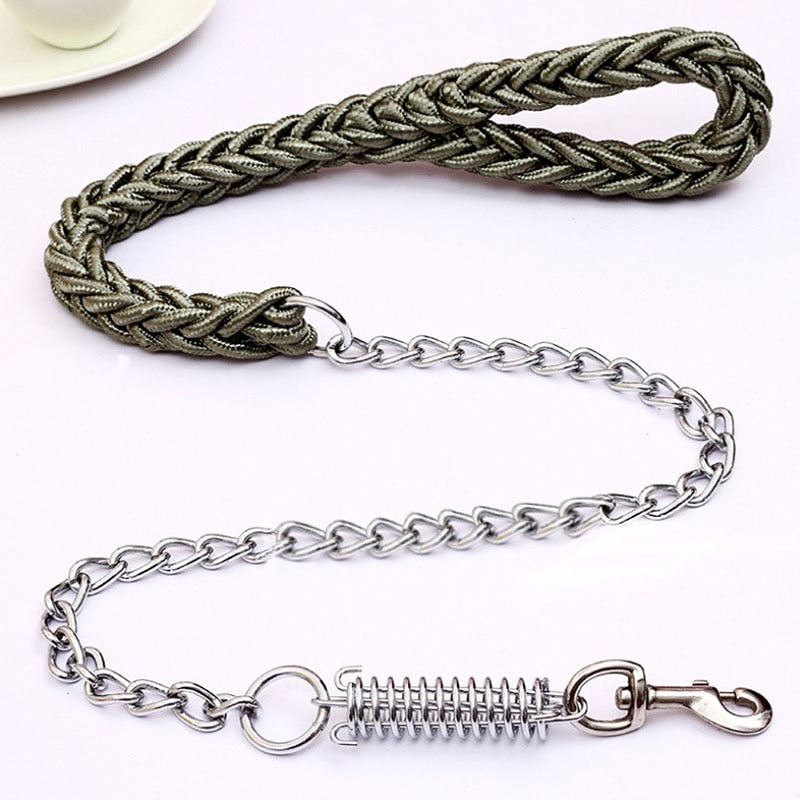 Platted nylon and chain lead in various sizes.