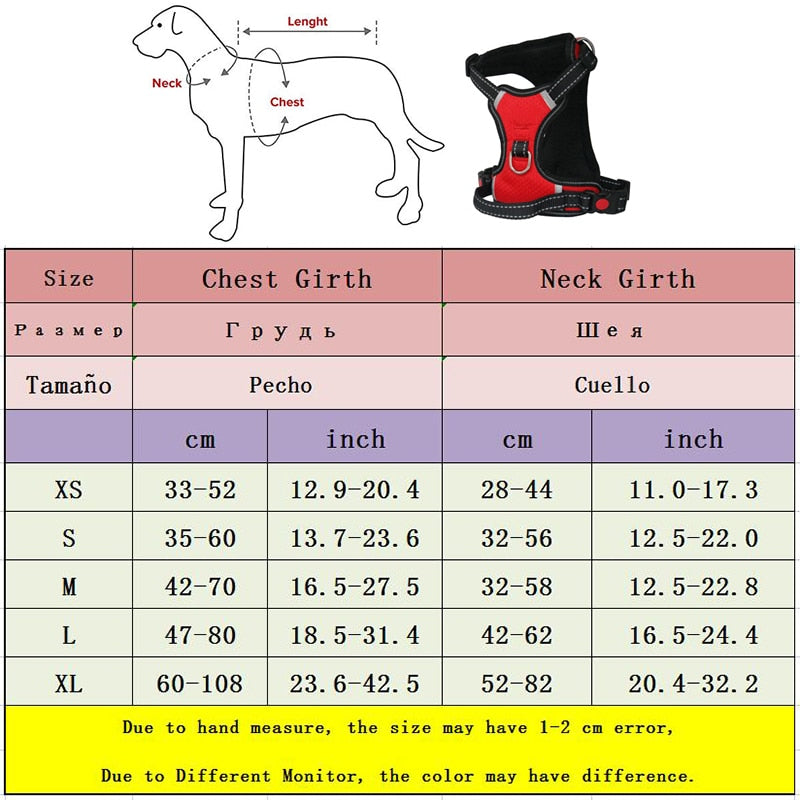 Durable anti pull reflective dog harness